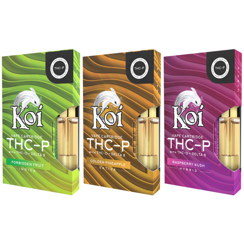 Koi THC-P Vape Cartridges in three strains